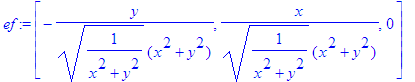 ef := vector([-1/(1/(x^2+y^2))^(1/2)*y/(x^2+y^2), 1...
