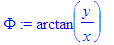Phi := arctan(y/x)