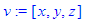v := [x, y, z]