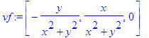 vf := vector([-y/(x^2+y^2), x/(x^2+y^2), 0])