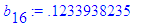 b[16] := .1233938235